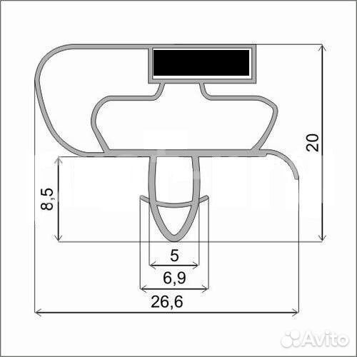 Уплотнительная резинка Атлант 87*55.6 и 85.4*55.6