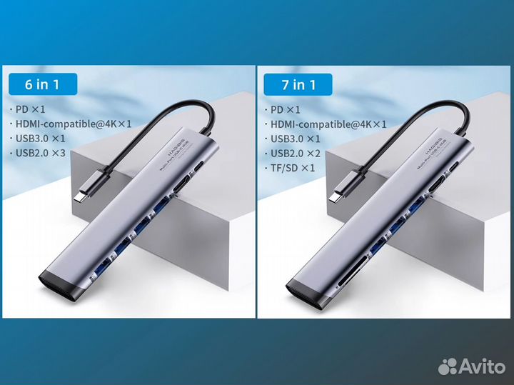 USB-C HUB / hdmi 4K / USB 3.0 / SD/TF / 2 модели