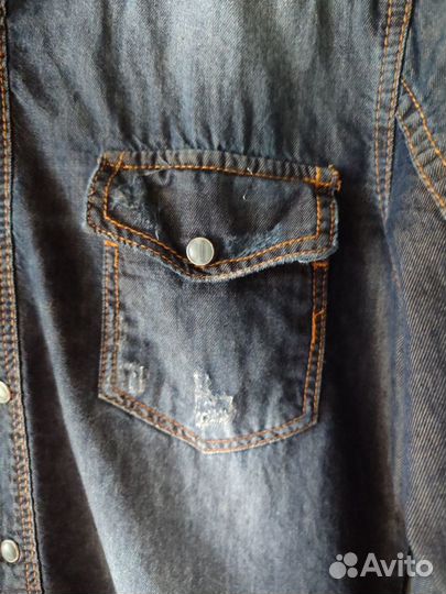 Рубашка Zara man 46 48 джинсовая с потертостями
