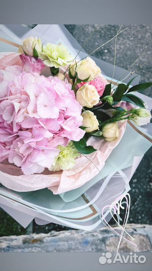 Гортензия кустовые розы эустома цветы доставка