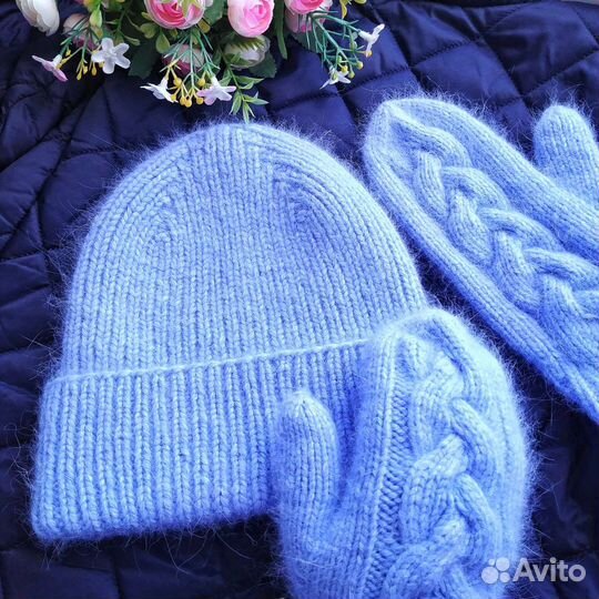 Шапка вязаная, зимняя из Пуха норки