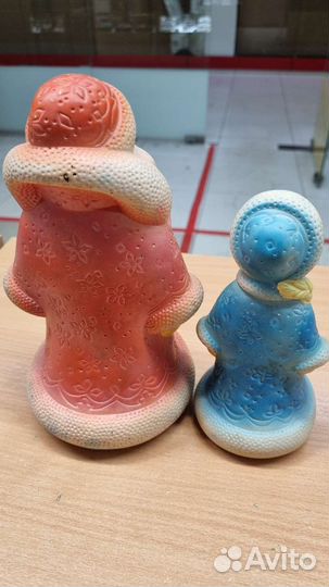 Резиновые игрушки СССР дед мороз и снегурочка