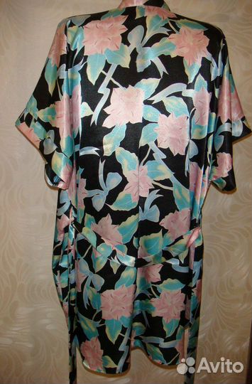 Шелковый халат кимоно с поясом цветной