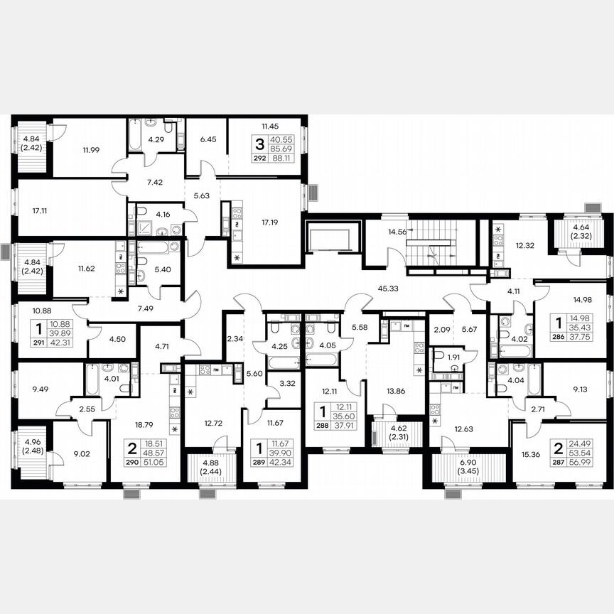1-к. квартира, 43,8 м², 7/9 эт.