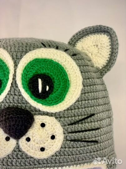 Детская шапка «Кот» / Весенняя вязаная шапка