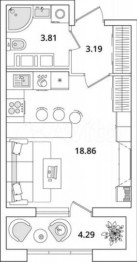 Квартира-студия, 28 м², 16/23 эт.