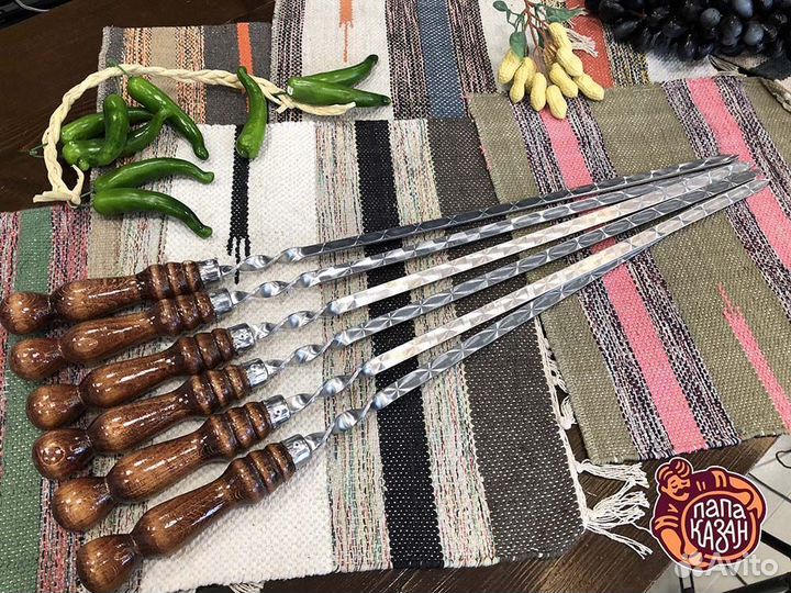 Шампур с дер. ручкой рз 60х12х3 мм