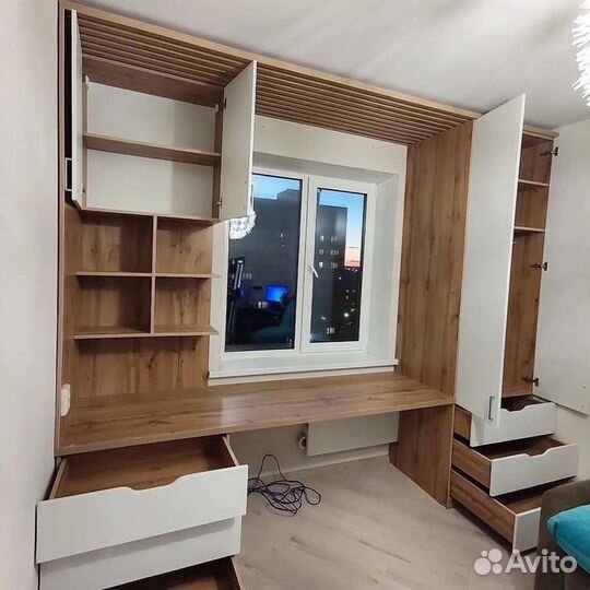 Детская рабочая зона у окна для двоих арт 460