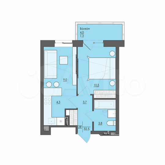 2-к. квартира, 32,5 м², 8/8 эт.