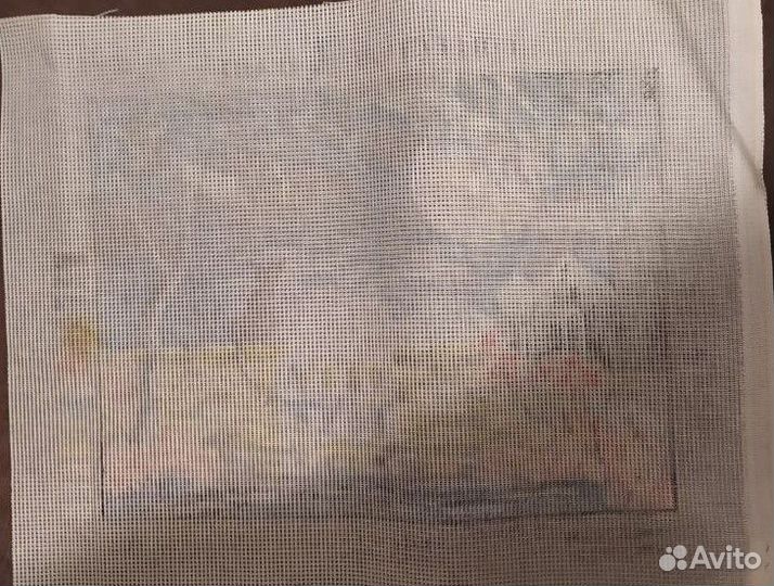 Новая канва для вышивания крестом - Пейзаж с котом