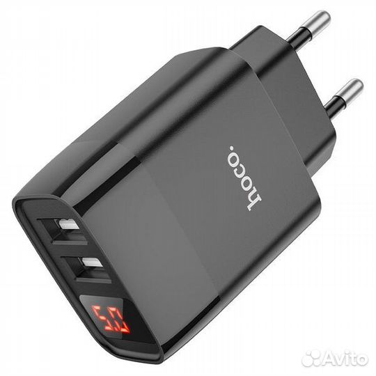 Зарядное 2*USB(5V- 2.4A) (Hoco C86A) Черный