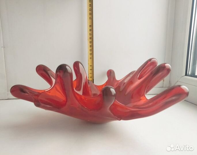 Ваза цветное стекло, массивная, оригинальная форма