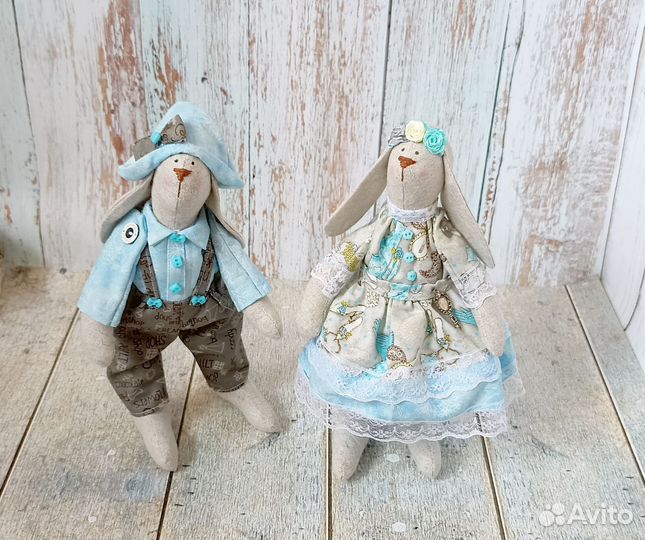 Зайцы авторская интерьерная игрушка