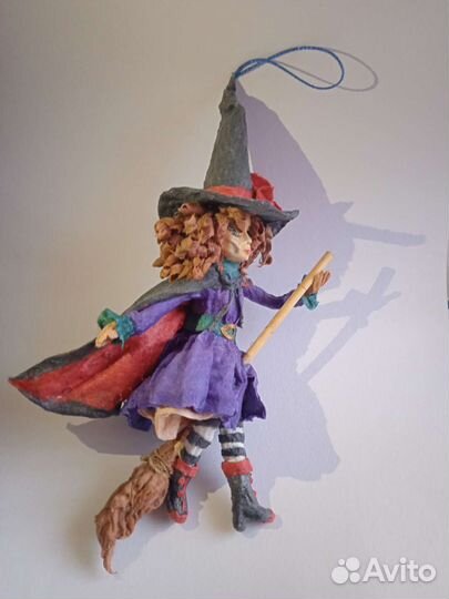 Ведьма. Ватная игрушка на подвесе