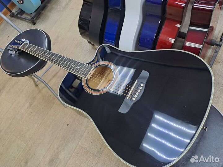 Гитара акустическая дредноут чёрная