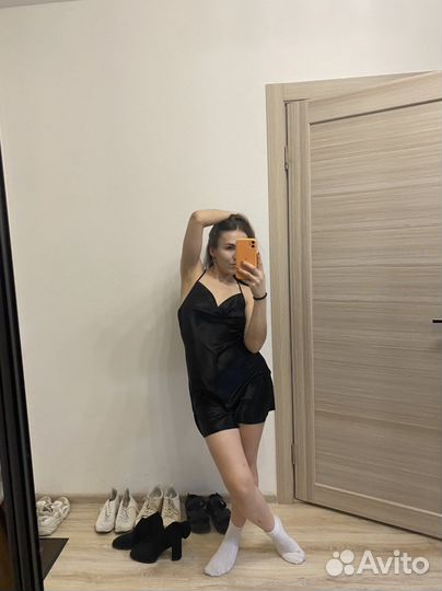 Платье комбинация черное