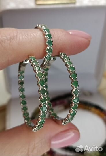 Серьги конго изумруды