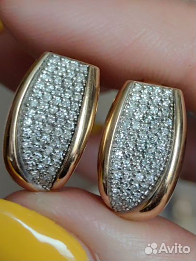 Крупные серьги с бриллиантами бирка