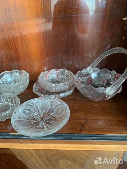 Хрустальная вазочка тарелка конфетница