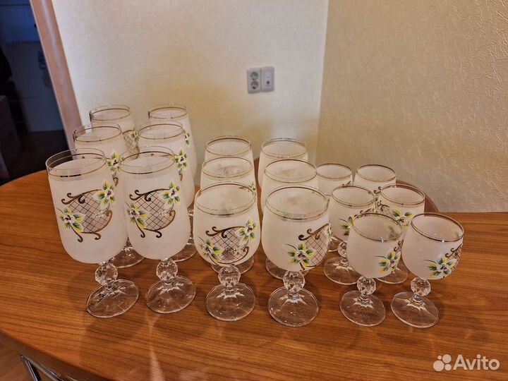 Набор бокалов, богемия с лепкой