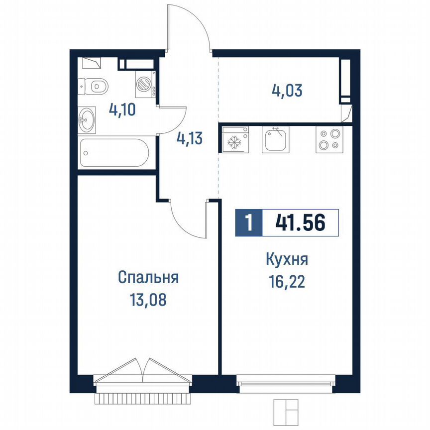 1-к. квартира, 41,6 м², 14/18 эт.