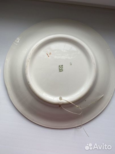 Настенная тарелка зик Конаково,Голубые цветы