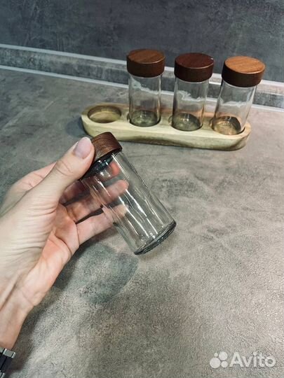 Набор баночек для специй стекло