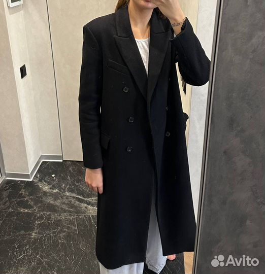 Пальто черное zara