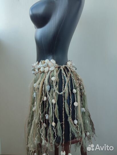 Косплей костюм русалки, ожерелье, юбка из ракушек