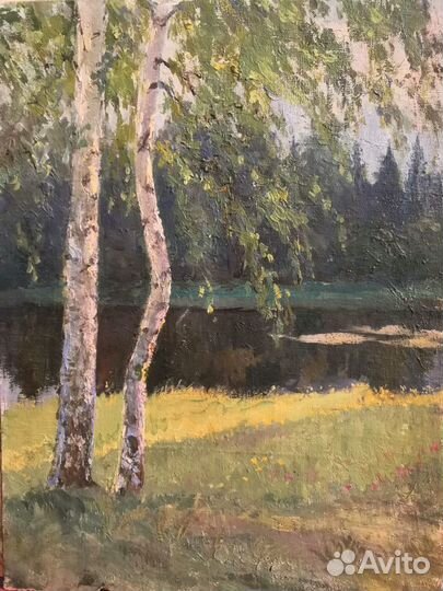 Картина Березы на берегу худ Андреев вп масло 1947