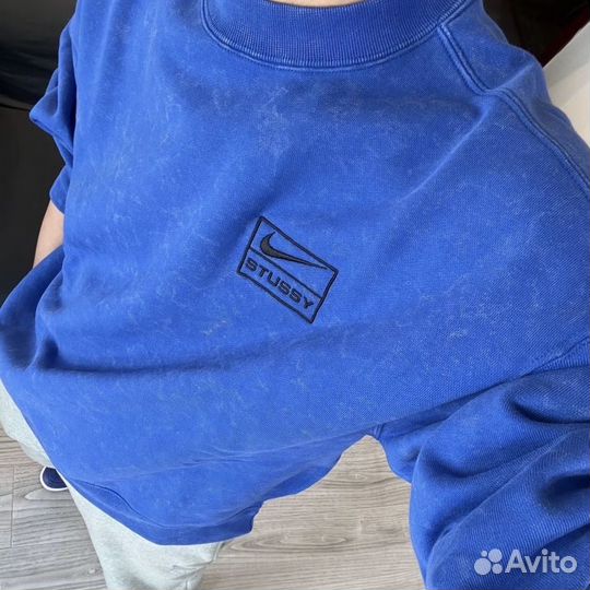 Свитшот Nike x Stussy Acid Wash Crew Fleece Blue