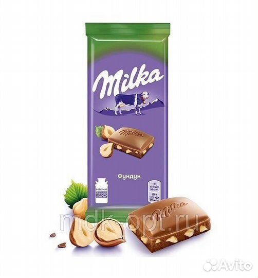 Шоколад Milka с дробленым фундуком 90 г