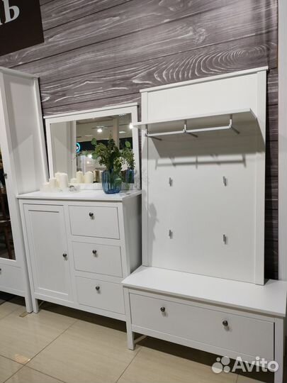 Тумба под обувь белая, скамья, аналог Икеа Хельга