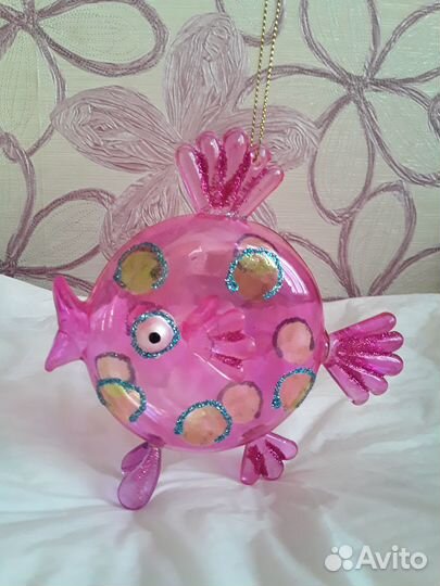 Елочные игрушки Морские рыбки. Стекло