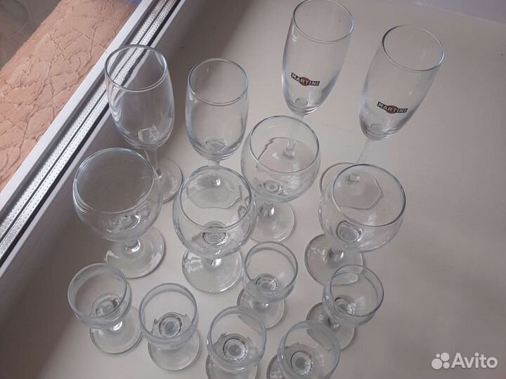 Бокалы для вина, шампанского и др.напитков, 14шт