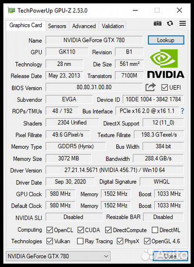 Видеокарта Evga Gtx 780 3gb