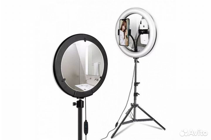 Световое кольцо со штативом, с зеркалом, d-26 см