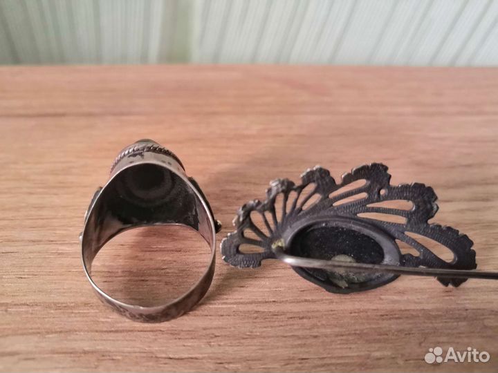 Комлект кольцо и шпилька для шляпы Мельхиор