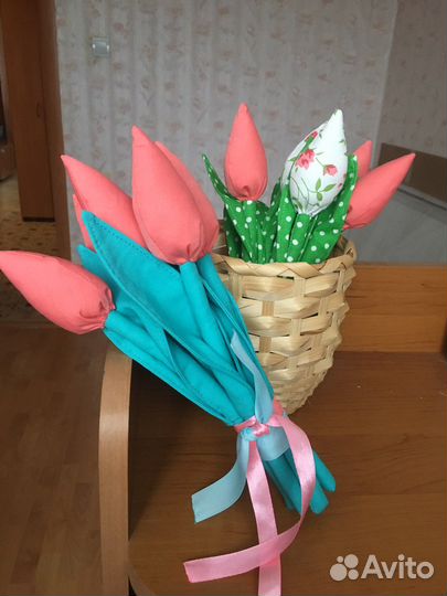 Букетик тюльпанов из текстиля