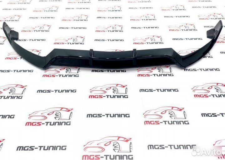 Губа переднего бампера W205 дорест черный глянец