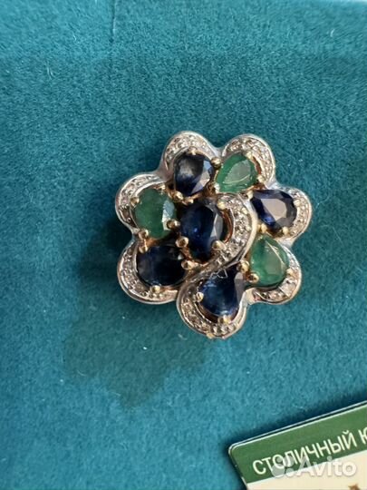 Серьги с бриллиантами сапфирами изумрадами