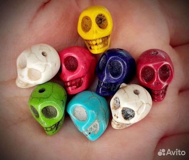 Череп Бусины Новые Камни Разноцветные 45 шт