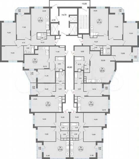 2-к. квартира, 67,3 м², 11/25 эт.