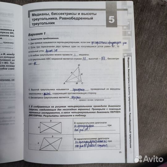 Рабочая тетрадь алгебра, геометрия 7 класс