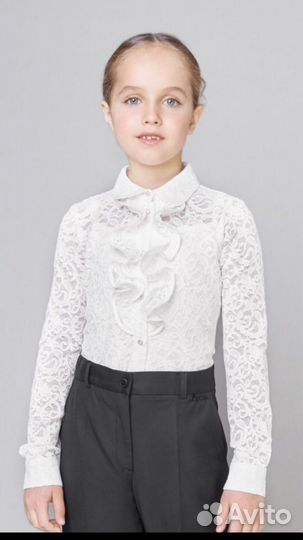Блузка нарядная кружевная школьная, в комплекте с