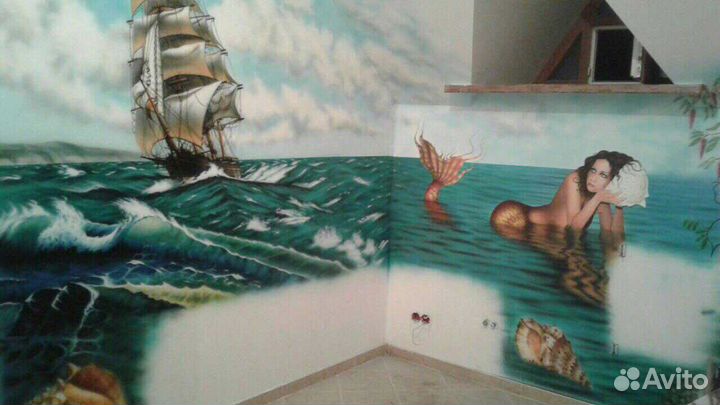 Портрет по фото, Роспись стен