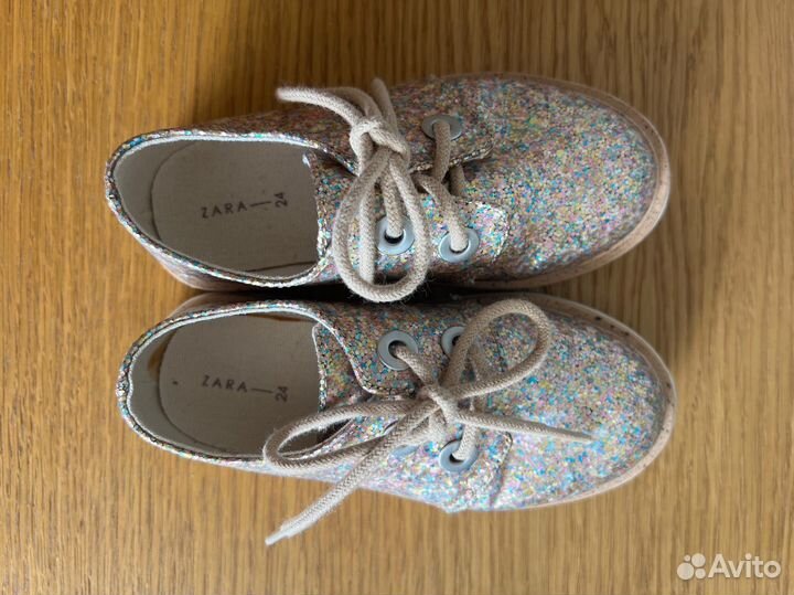 Туфельки блестящие для девочки zara 24 размер