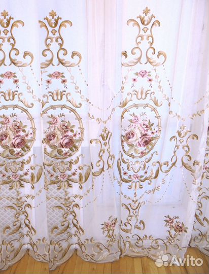 Тюль Италия оригинал Розы вышивка Барокко Прованс