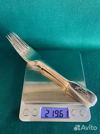 Антикварные, серебряные, столовые вилки (5 шт)
