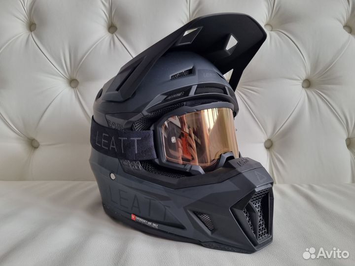 Шлем эндypo leatt 7.5 V23 stеаlth чepный + oчки